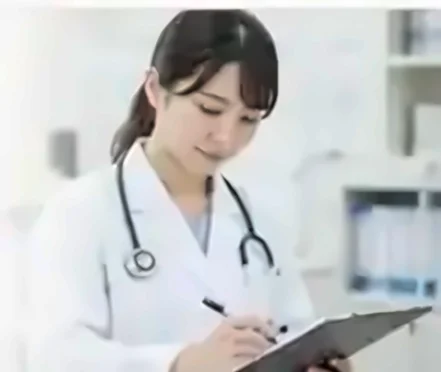 医療記録の書類を確認する手元